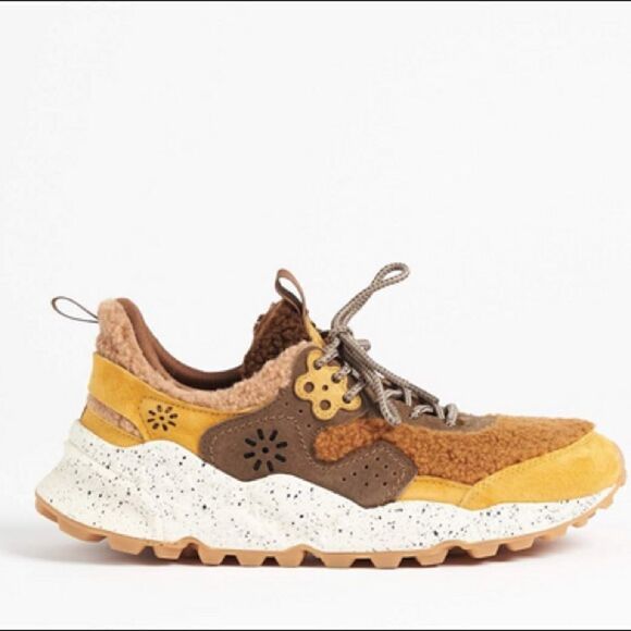 Flower Mountain x YMC Suede Kotetsu Trainers in Brown Eco Shearling - Picture 4 of 7